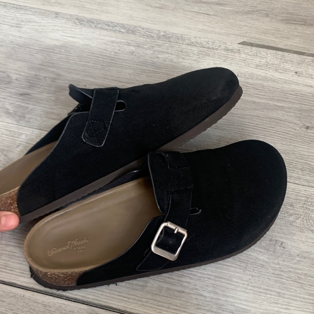 Universal Thread Black Suede Mules with Buckle